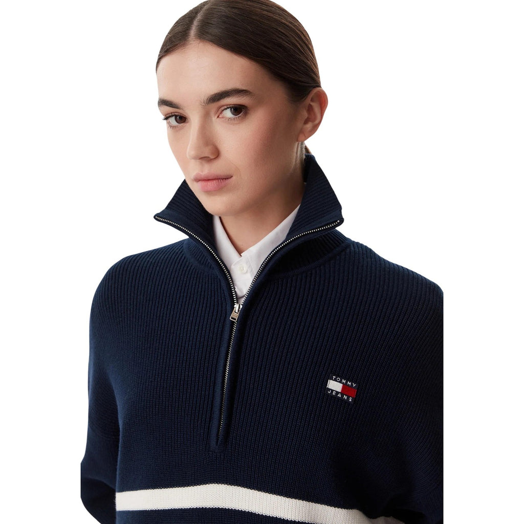 Tommy Jeans — Pull bleu rayé en coton bio femme — vue 4