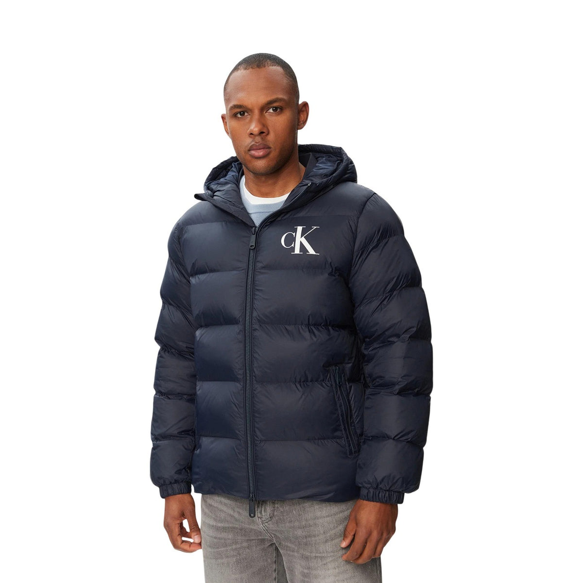 Calvin Klein Jeans — Veste à capuche Bleue à imprimé homme