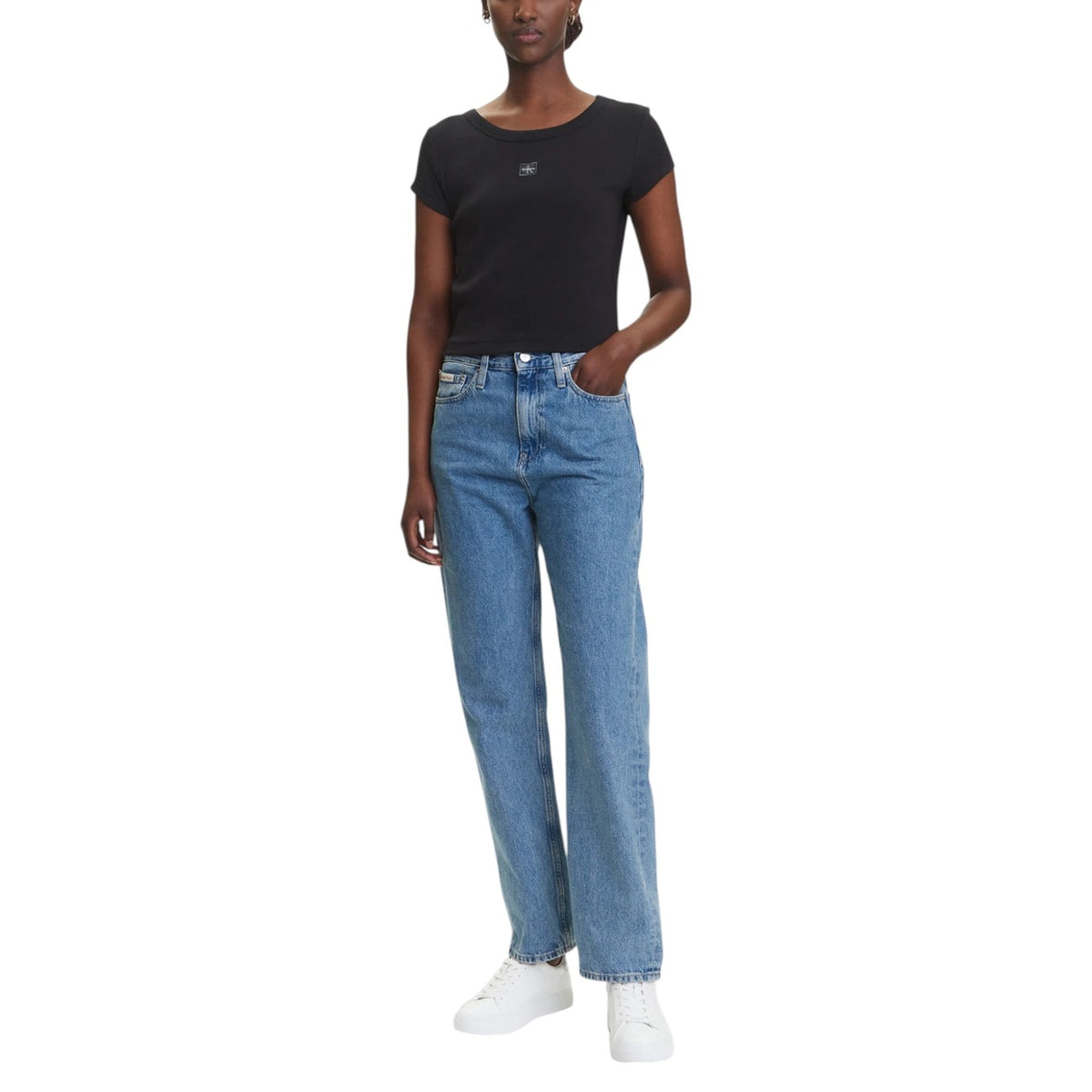 Calvin Klein Jeans — Damesstretch-T-shirt LV047C200G zwart — afbeelding 3