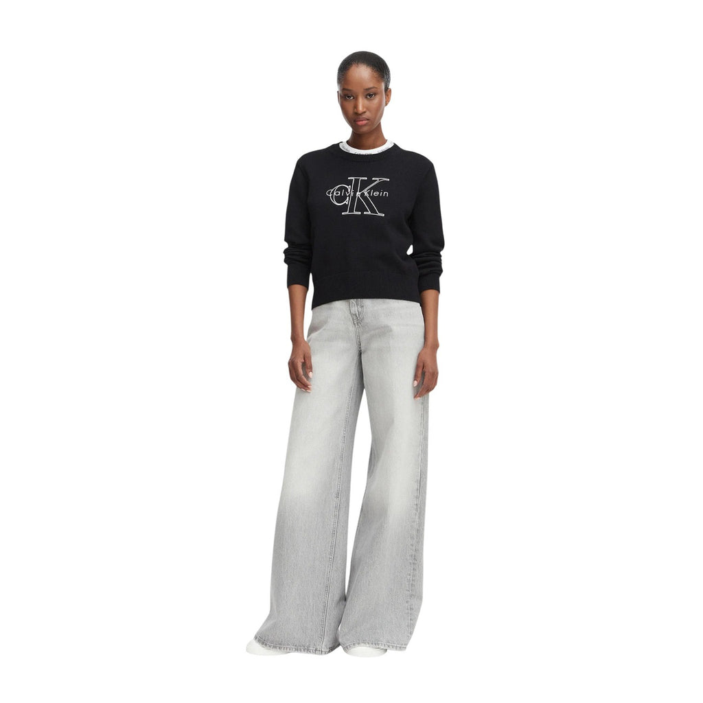 Calvin Klein Jeans — Pull noir à imprimé femme — vue 4