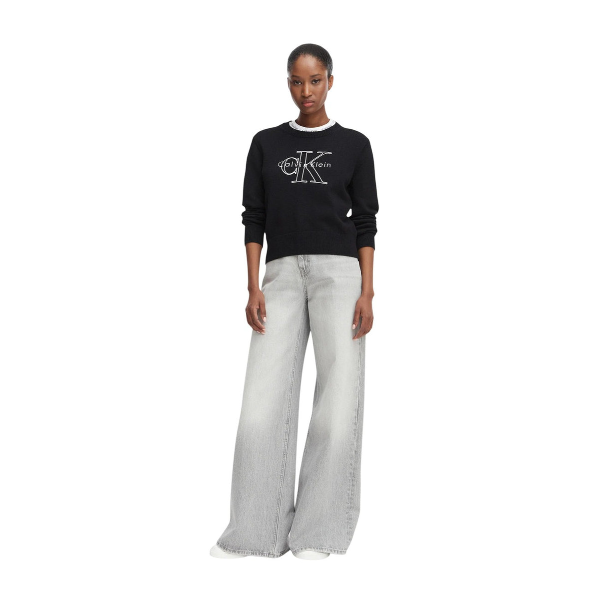 Calvin Klein Jeans — Pull noir à imprimé femme — vue 4