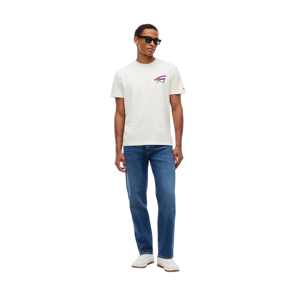 Tommy Jeans — T-shirt blanc à imprimé en coton bio homme — vue 2