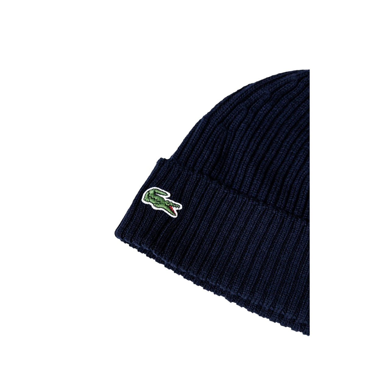 Lacoste — Bonnet côtelé RB0001 en laine — vue 3 — Bleu marine