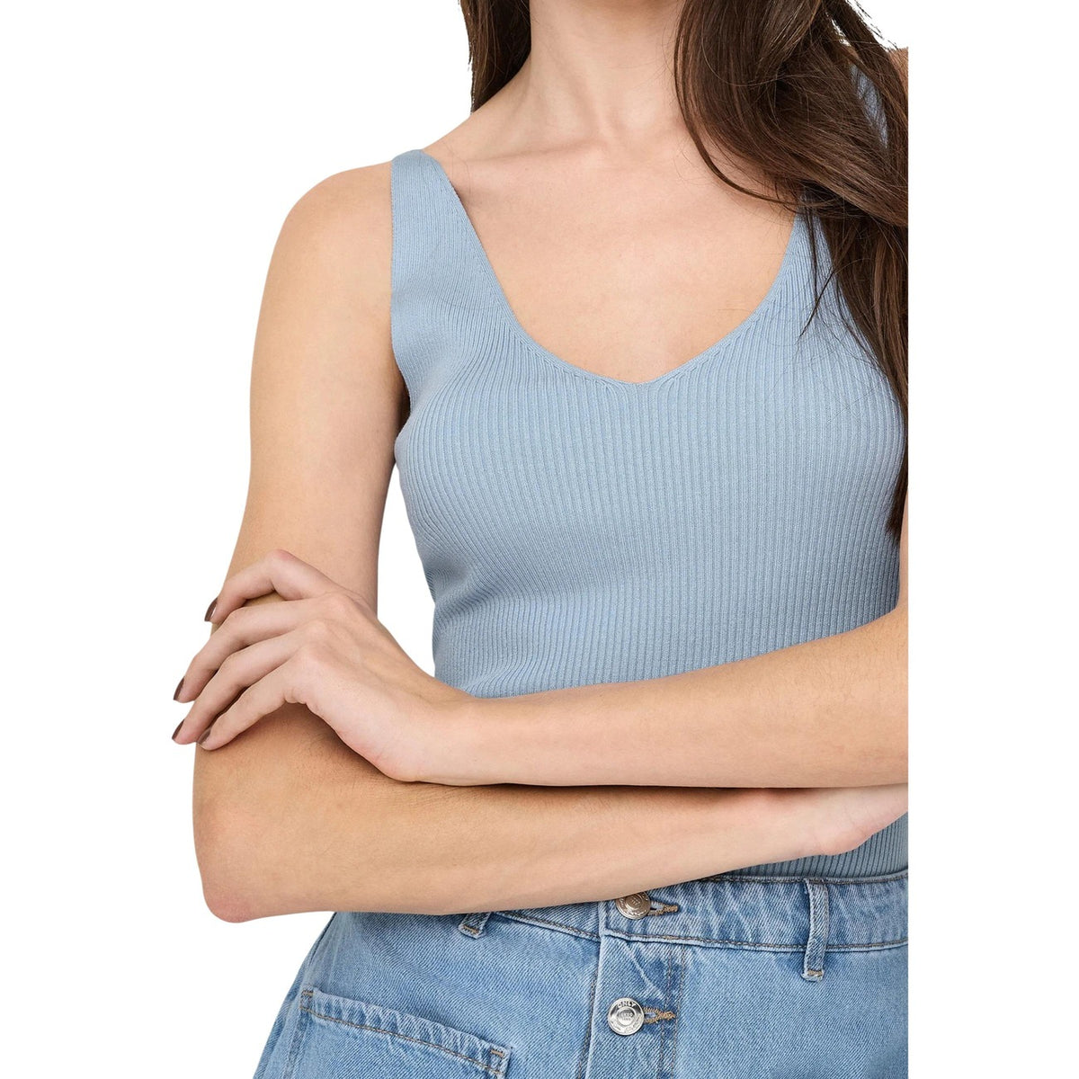 Jacqueline de Yong — Women's light blue round neck Nanna tank top — view 4