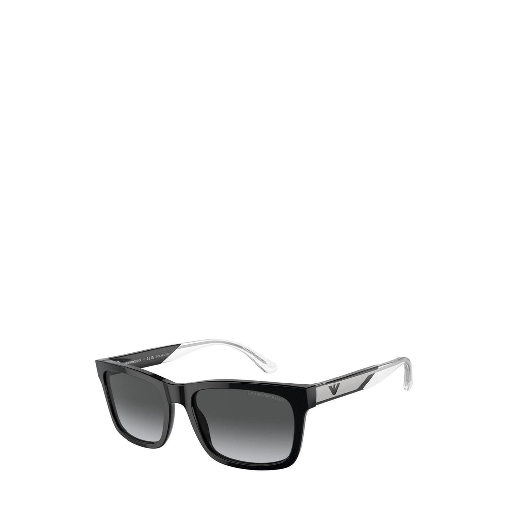 Emporio Armani — Rechthoekige zonnebril voor heren van zwart acetaat 57 mm