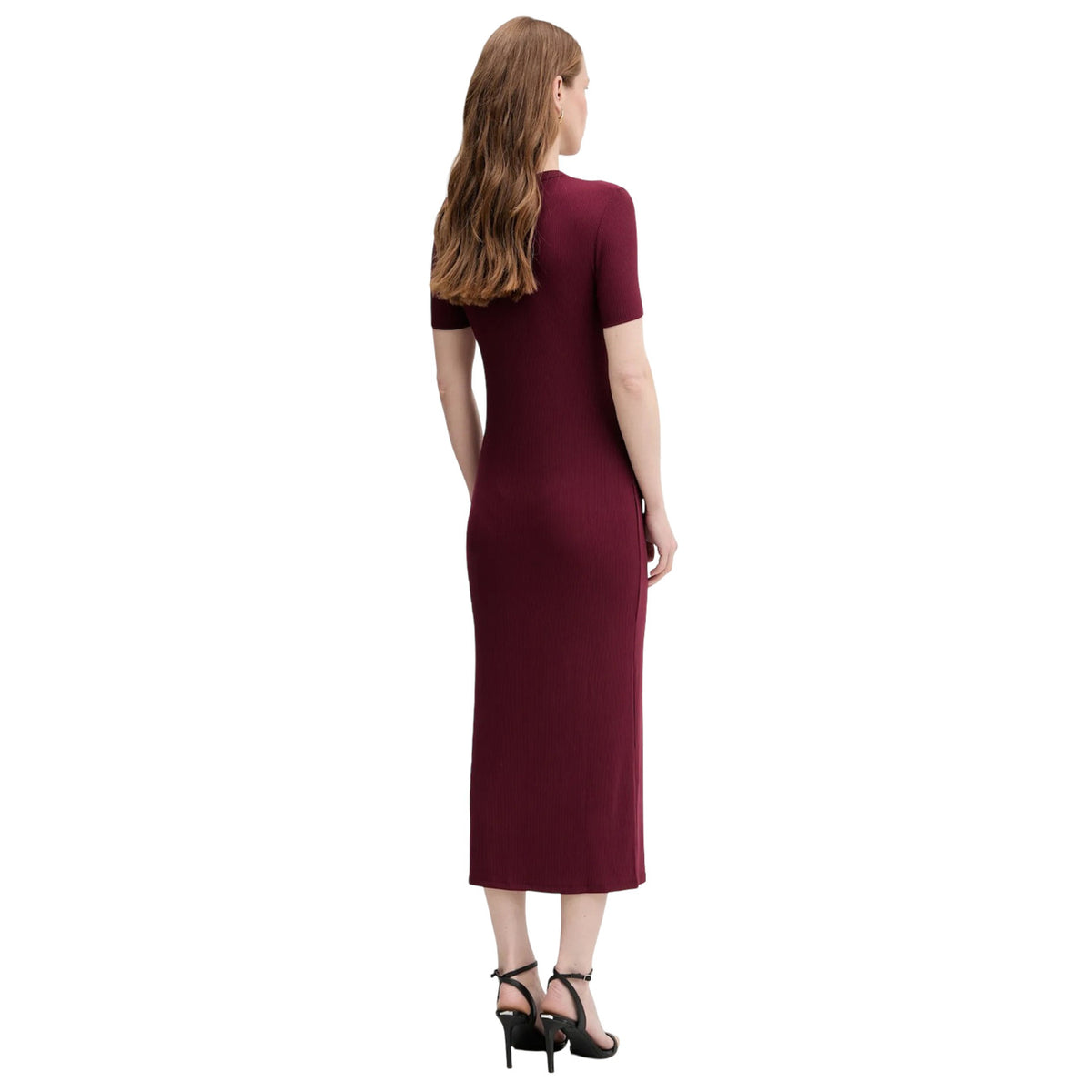 Calvin Klein Jeans — Bordeaux stretch jurk voor dames LV044C902G — afbeelding 2
