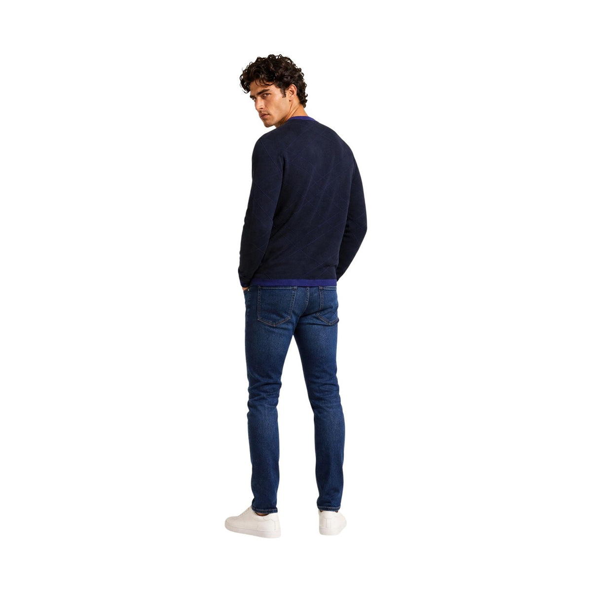Armani Exchange — Weißer Rundhalspullover für Herren — Ansicht 4