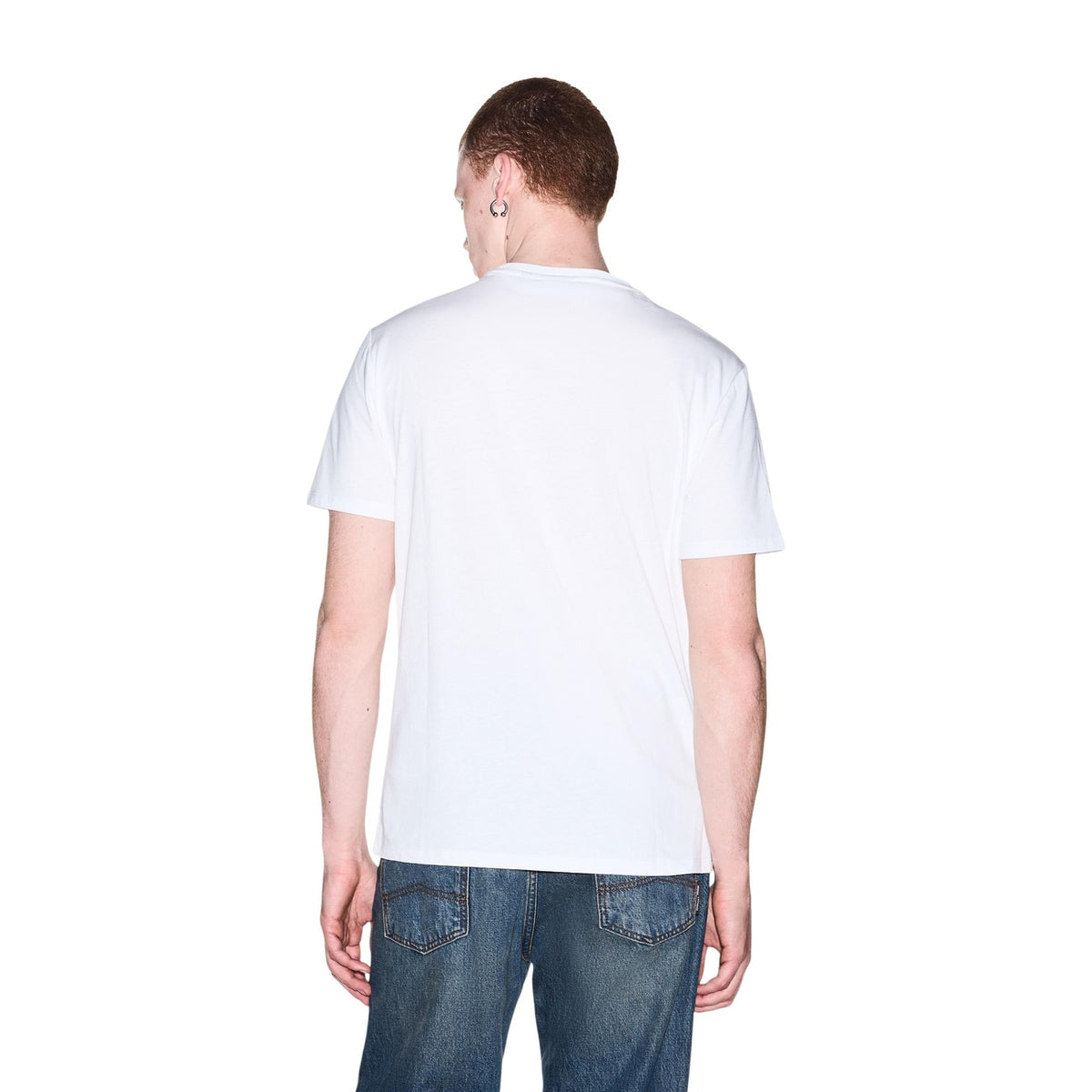 Armani Exchange — Weißes T-Shirt mit Aufdruck aus Baumwolle für Herren — Ansicht 4