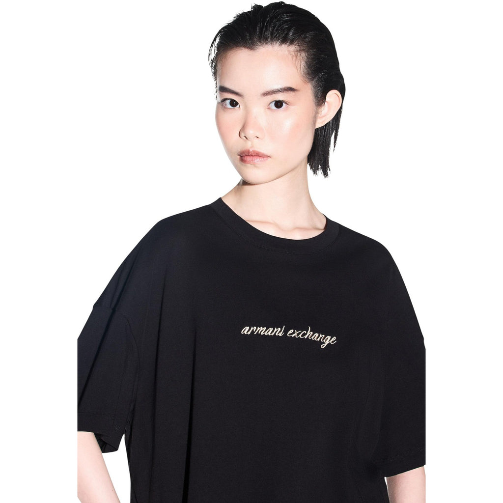 Armani Exchange — T-shirt en coton noir femme — vue 2