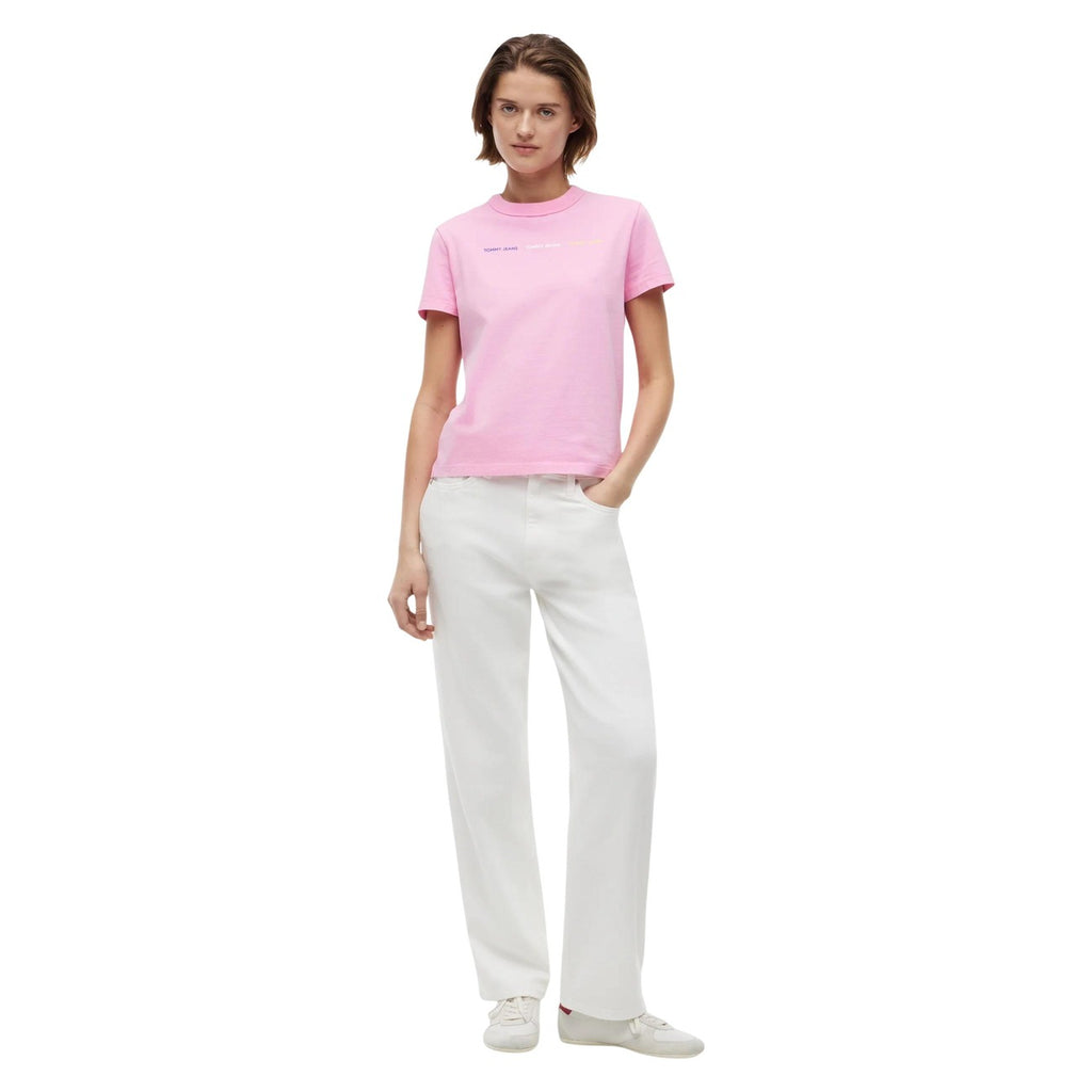 Tommy Jeans — T-shirt rose en coton bio femme — vue 4