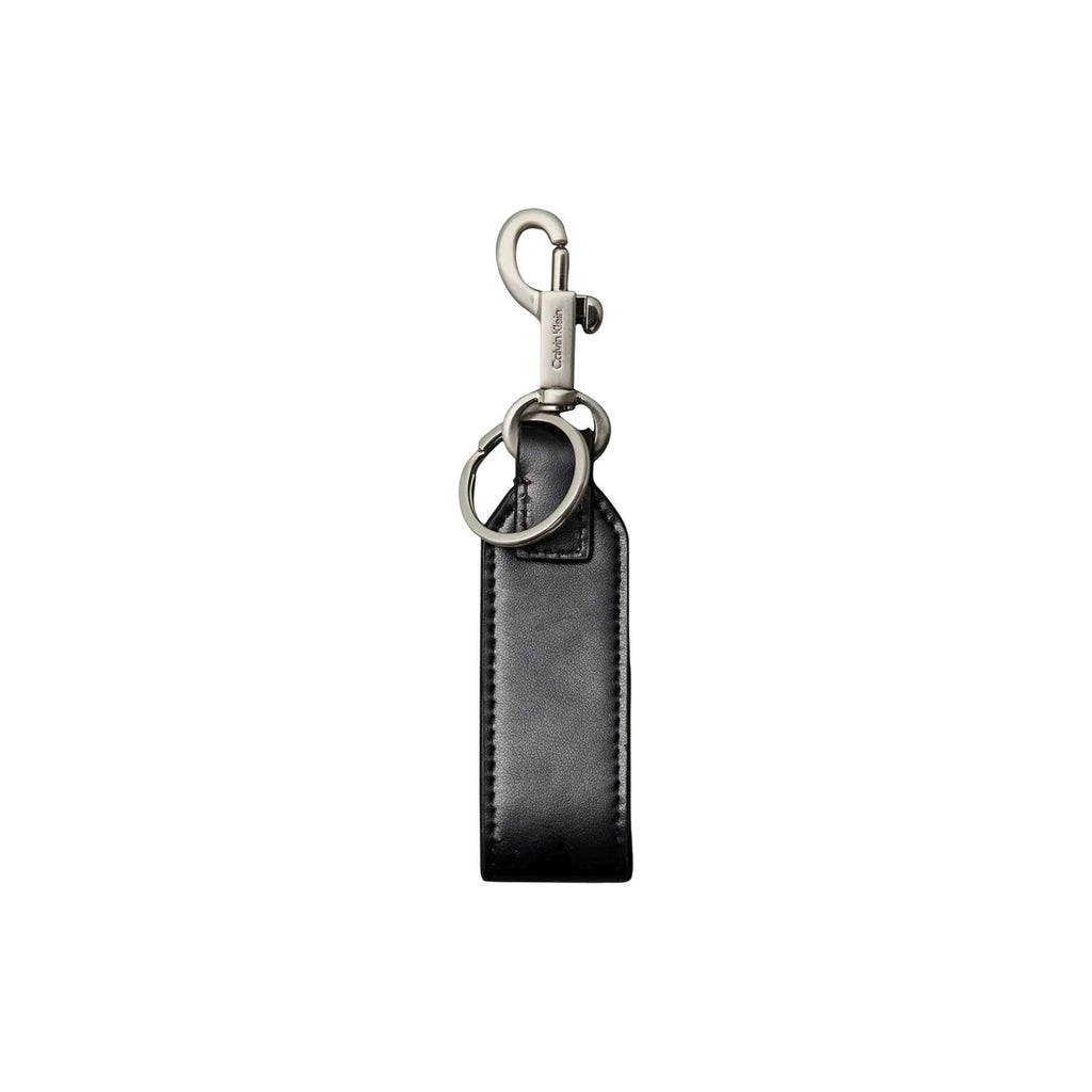 Calvin Klein — Porte-clés Raised Logo en cuir noir homme — vue 2