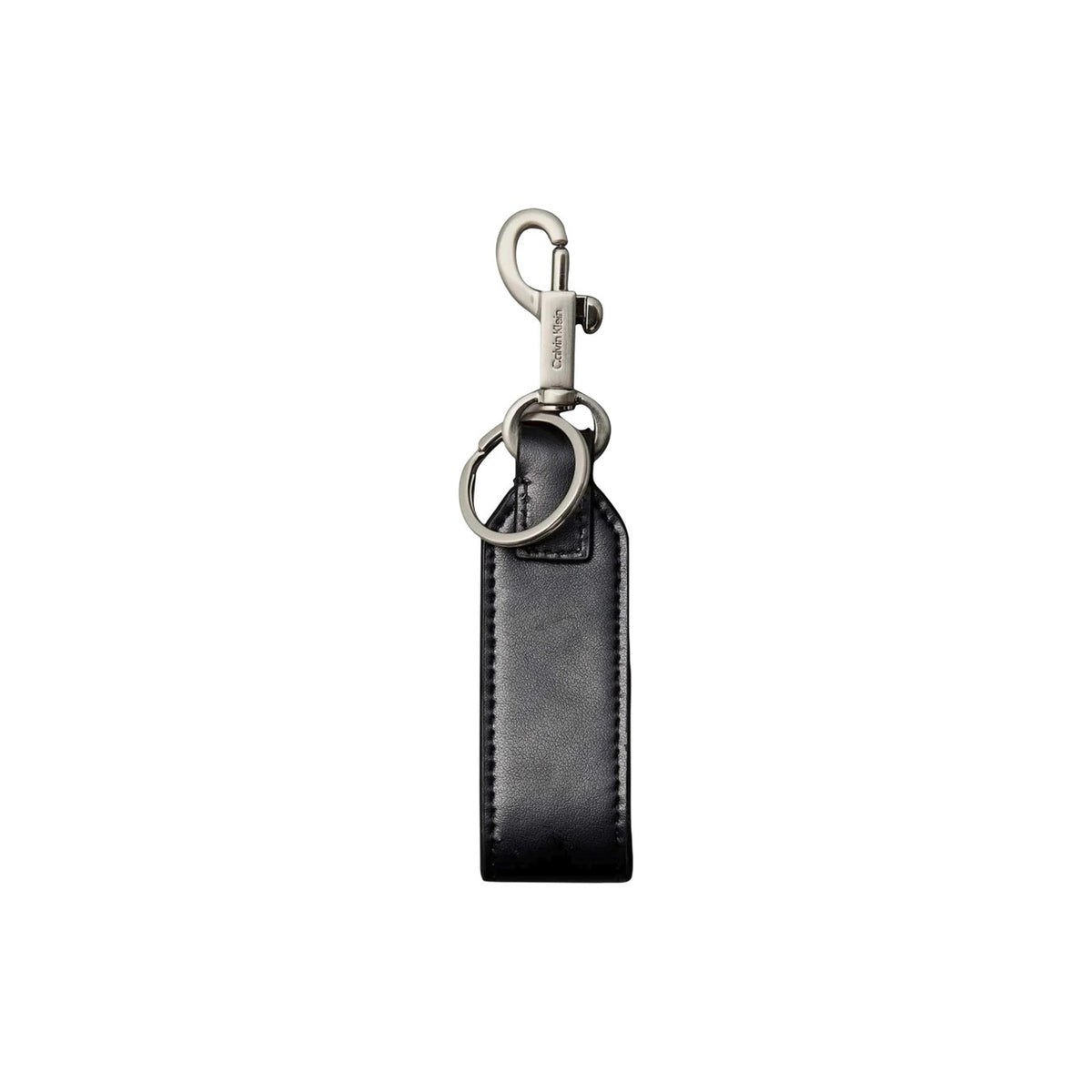 Calvin Klein — Porte-clés Raised Logo en cuir noir homme — vue 2