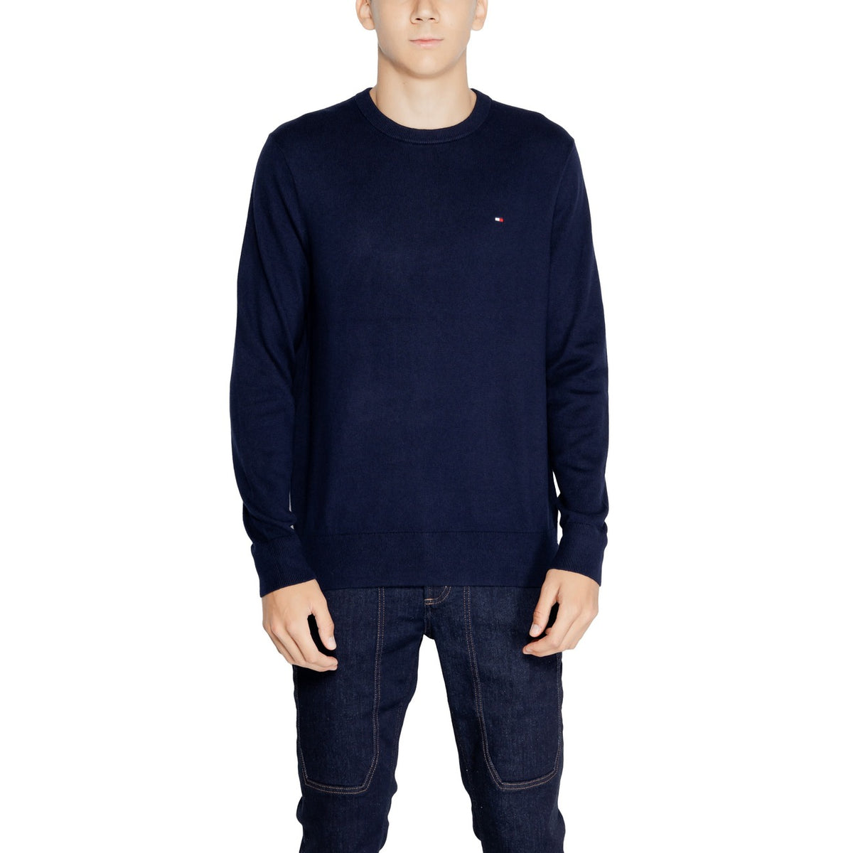 Tommy Hilfiger — Pull MW0MW28046 bleu en coton bio homme