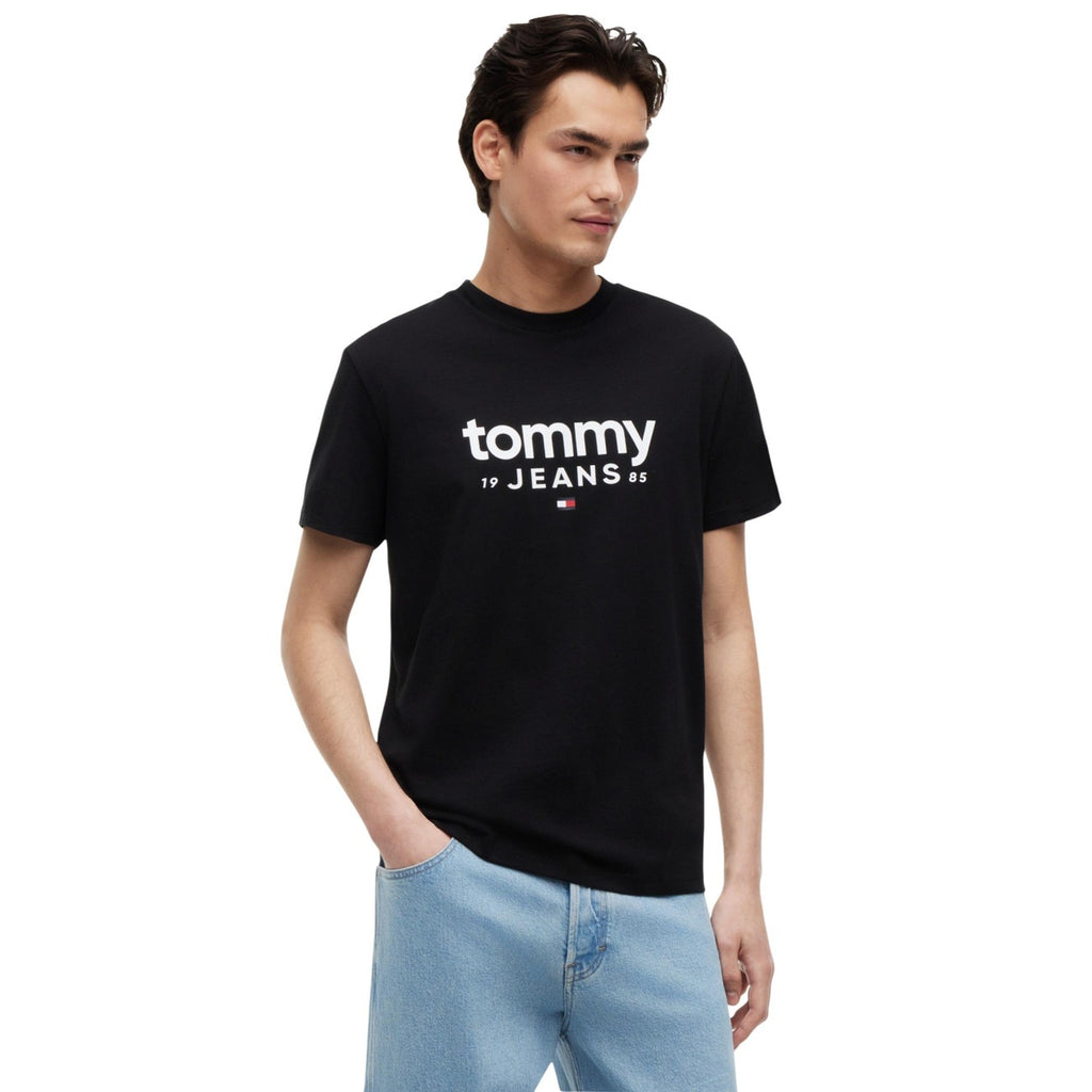 Tommy Jeans — Zwart T-shirt van biokatoen met print voor heren