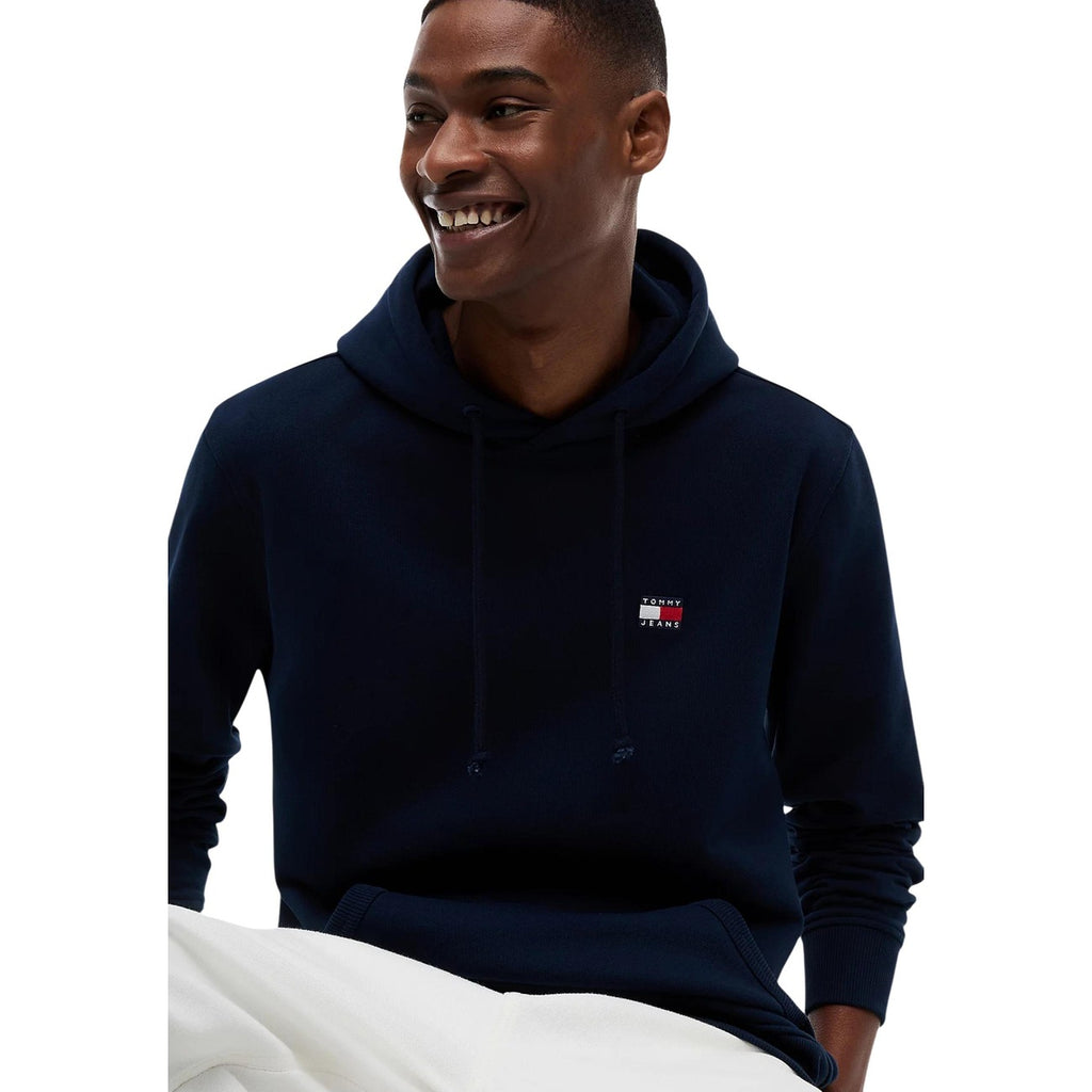 Tommy Jeans — Men's blue hoodie with kangaroo pocket — view 2