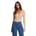 Morgan — Damen-V-Ausschnittpullover in Beige