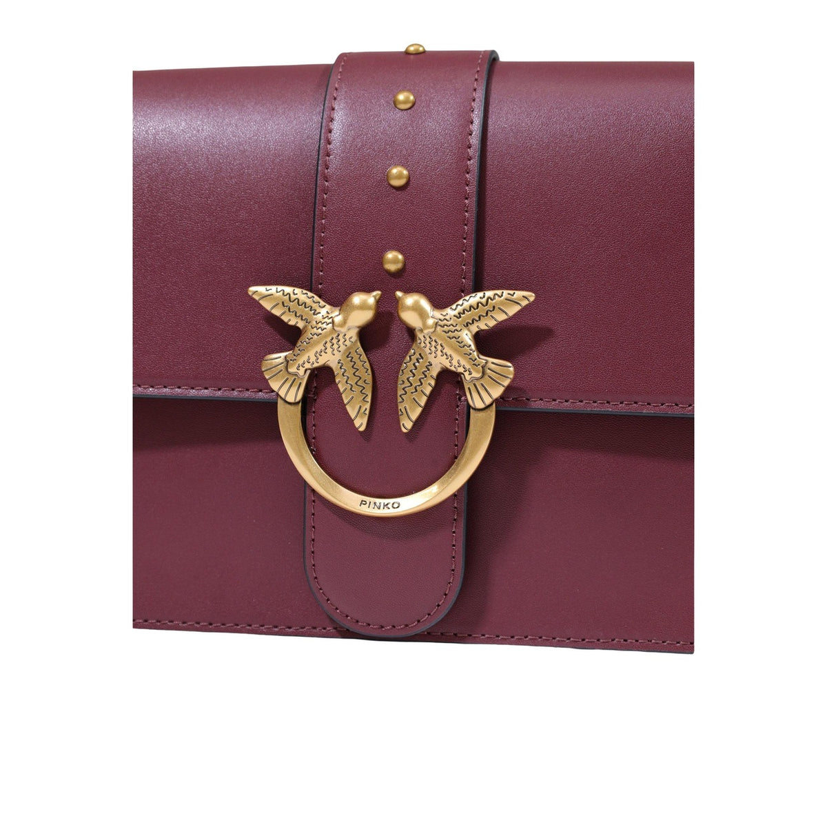 Pinko — Sac Love One Classic St. Vitell en cuir bordeaux femme — vue 3