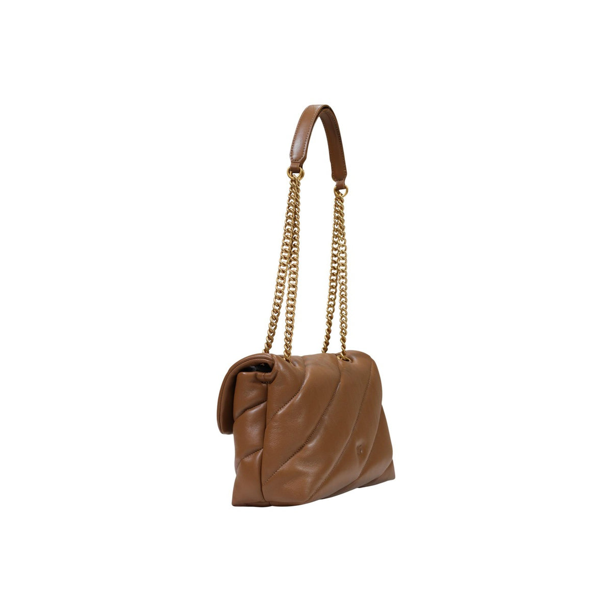 Pinko — Love Puff Classic Sheep Nappa Tasche aus braunem Leder für Damen — Ansicht 3