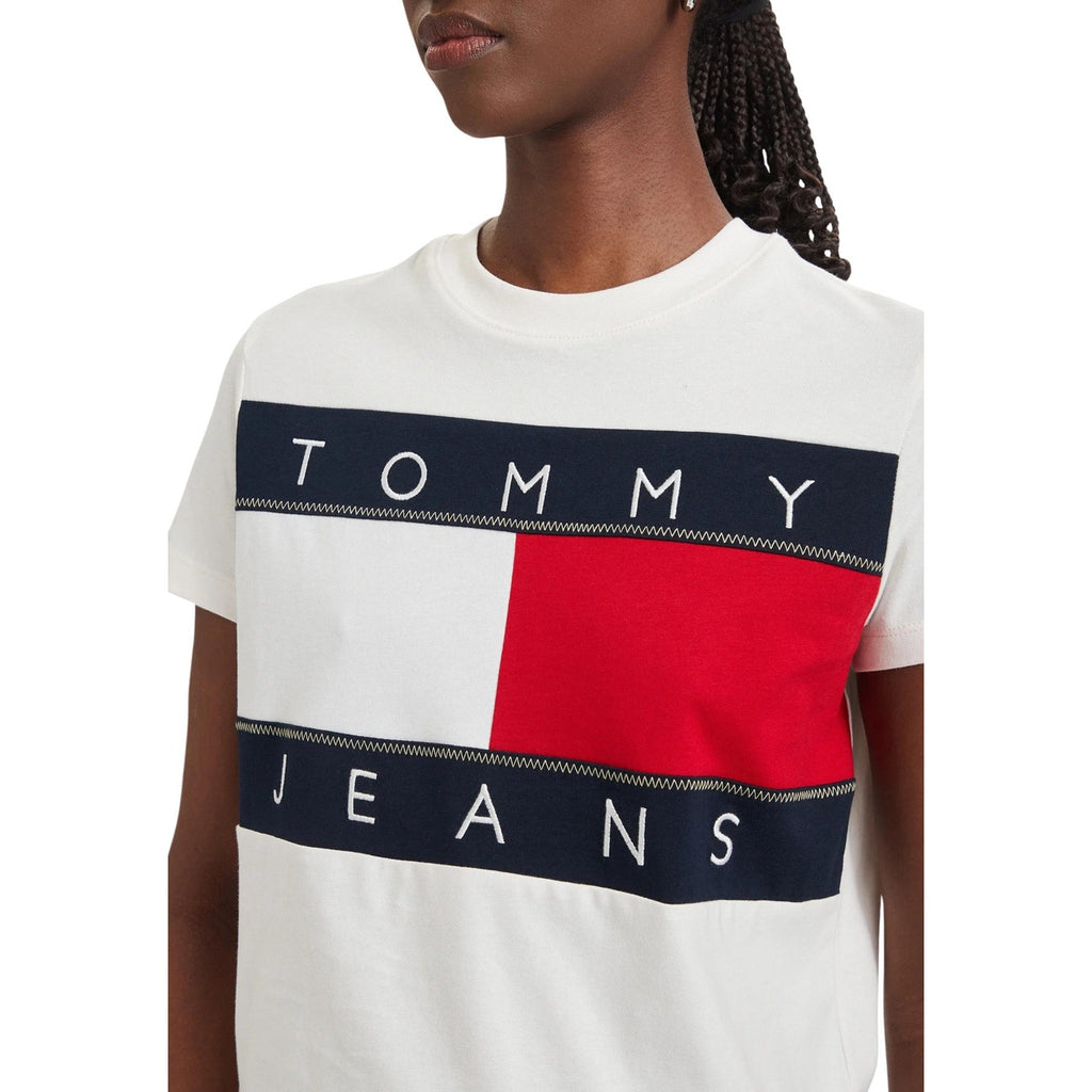 Tommy Jeans — T-shirt blanc à imprimé en coton bio femme — vue 4