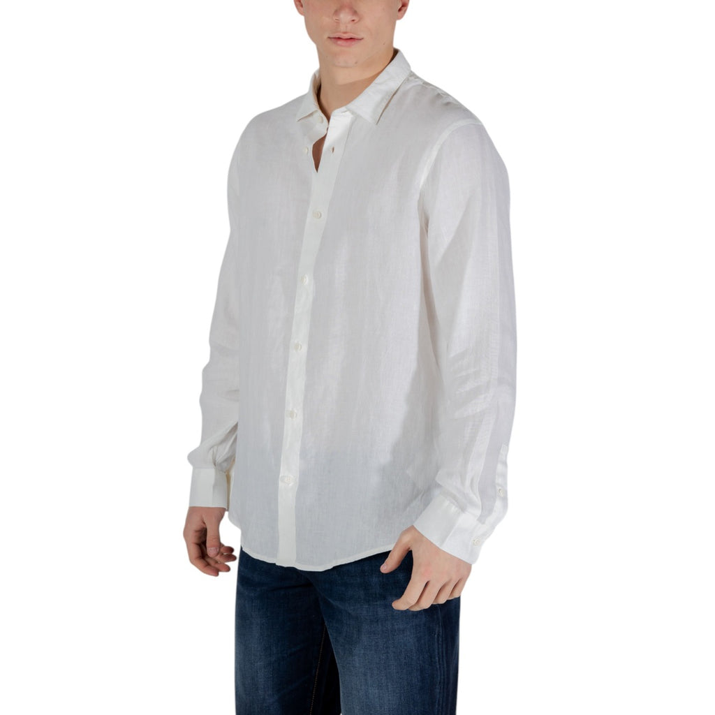 Armani Exchange — Chemise en lin XM001221 blanche homme — vue 2