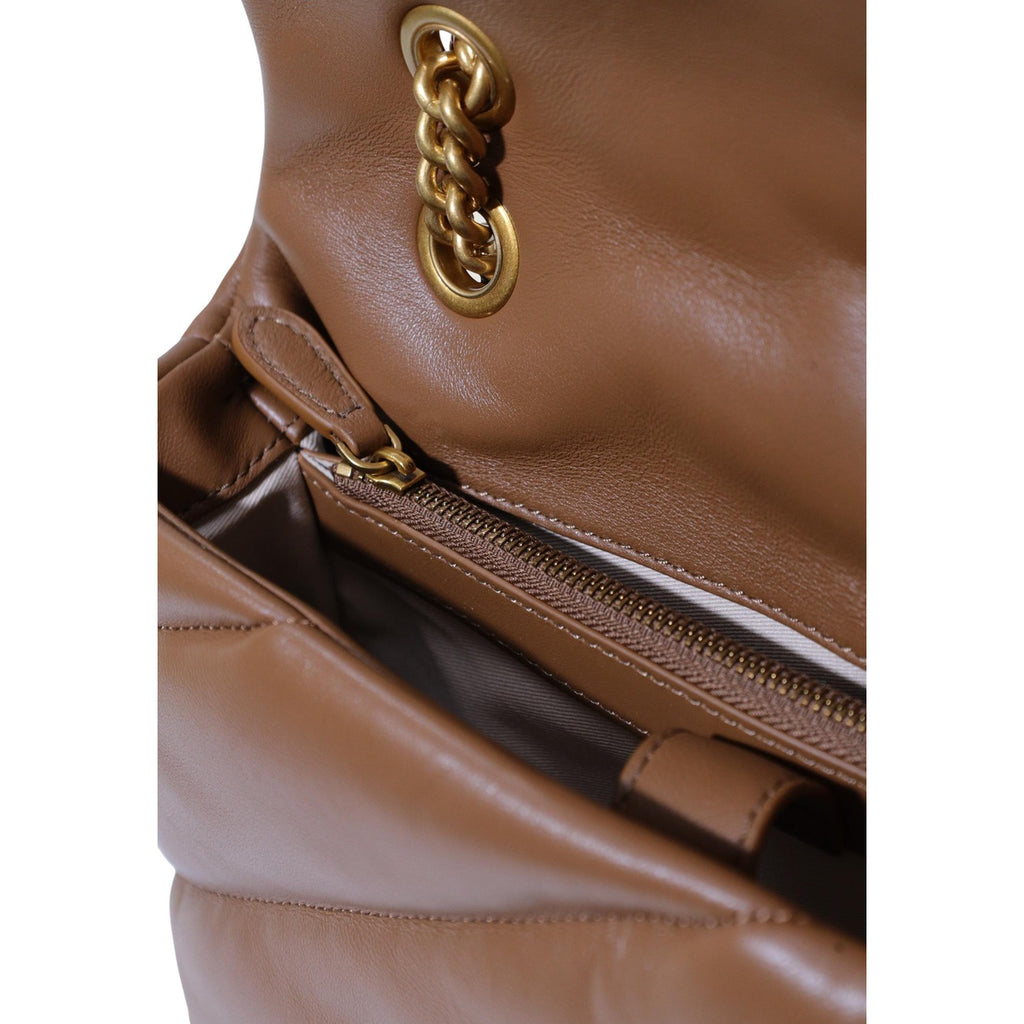 Pinko — Love Puff Classic Sheep Nappa Tasche aus braunem Leder für Damen — Ansicht 5