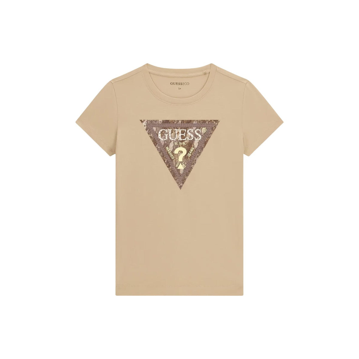Guess — T-shirt Snake Triangle femme - coloris beige — vue 5