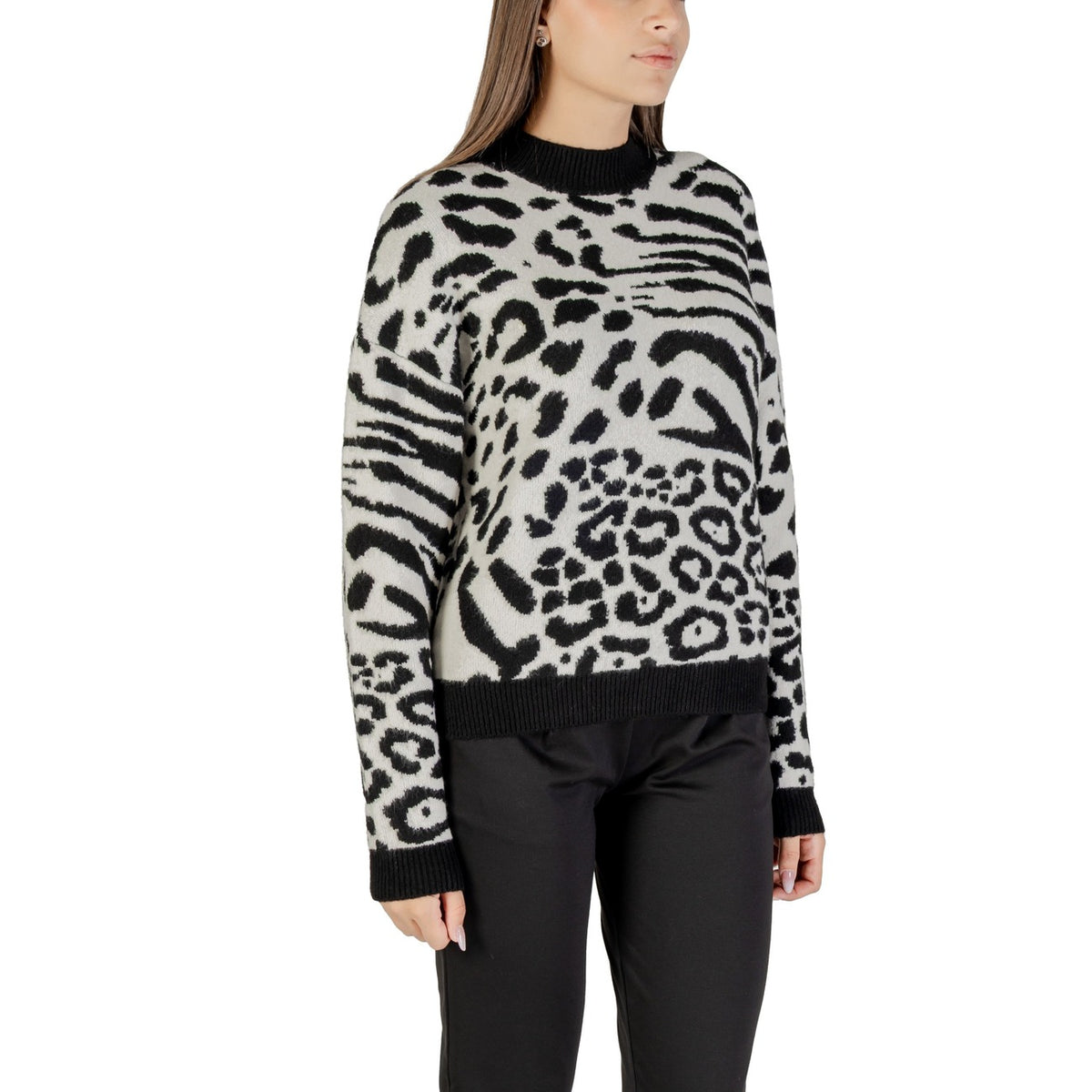 Morgan — Pull blanc à motif léopard femme — vue 3