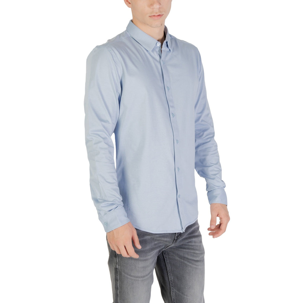 Only & Sons — Chemise col rond bleu clair homme — vue 3