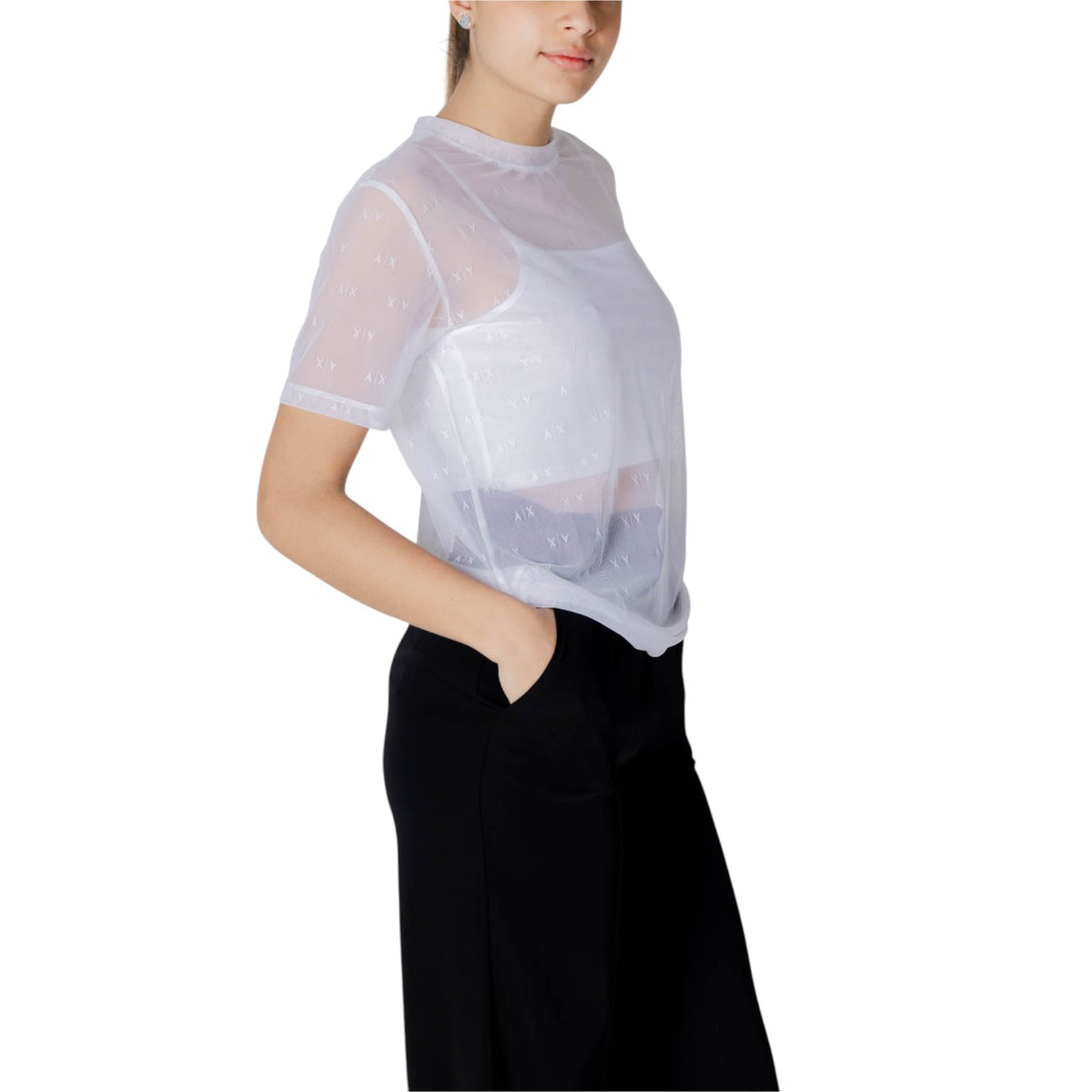 Armani Exchange — Top stretch XW000533 blanc femme — vue 4