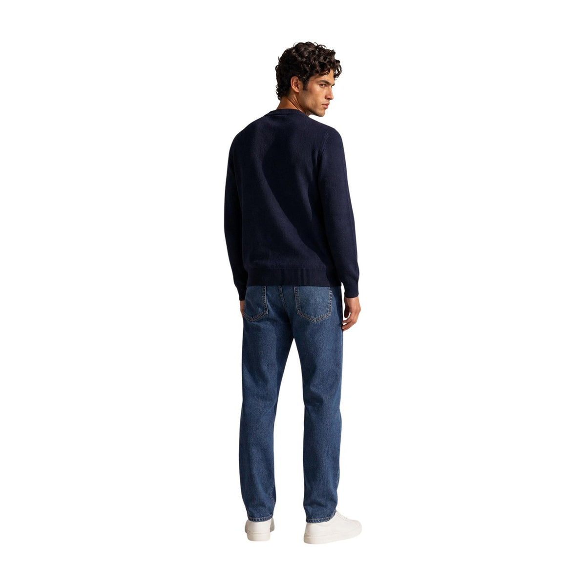 Armani Exchange — Men's blue mixed knit sweater — view 5