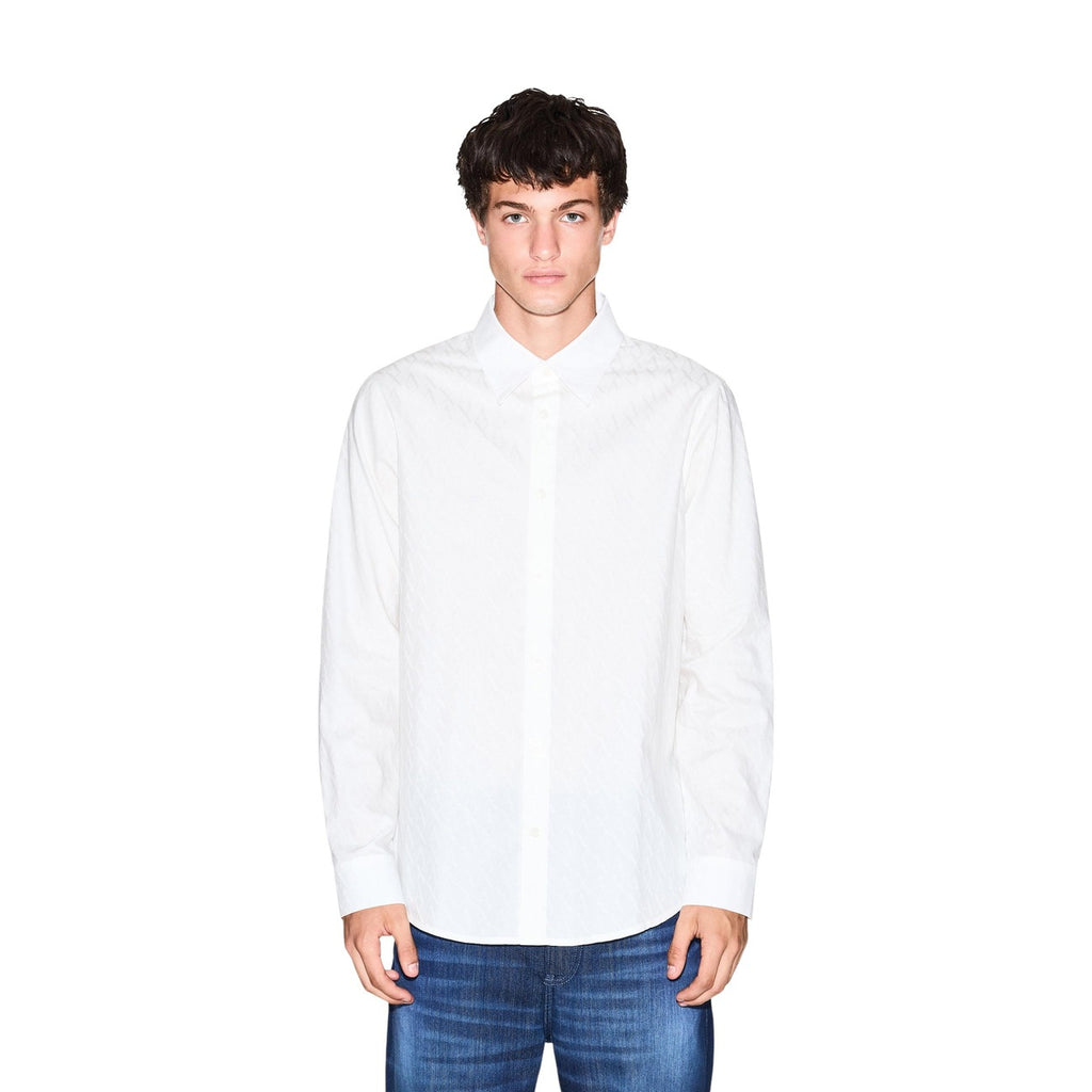 Armani Exchange — Chemise imprimée blanche en coton homme