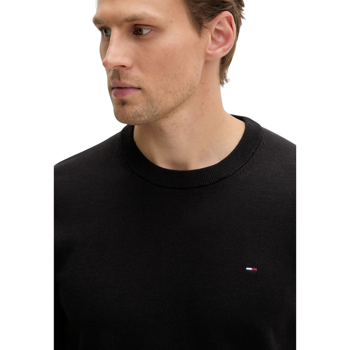 Tommy Jeans — Schwarzer Pullover mit klassischem Kragen aus Bio-Baumwolle für Herren — Ansicht 4