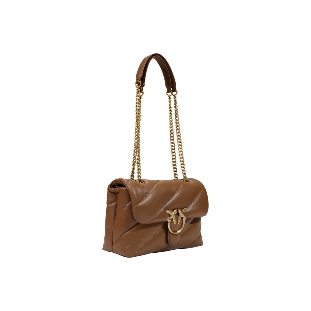 Pinko — Love Puff Classic Sheep Nappa Tasche aus braunem Leder für Damen — Ansicht 2