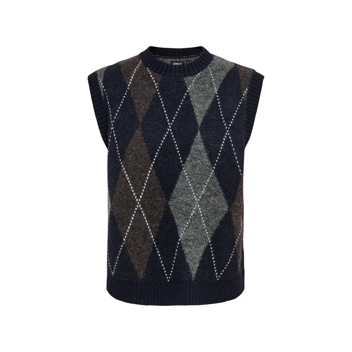 Only — Gilet en maille ONLRHOMBUS bleu femme — vue 3