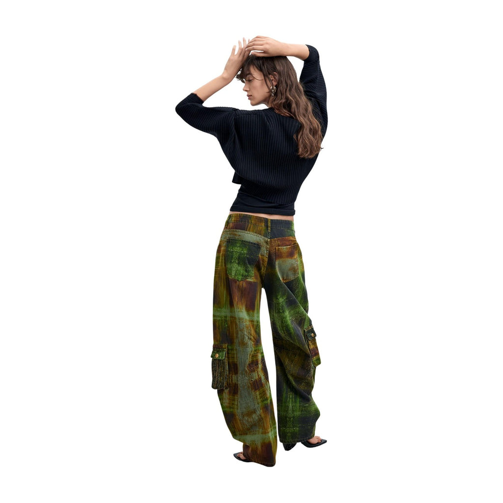 Desigual — Groene broek met ruitjes voor dames — afbeelding 3