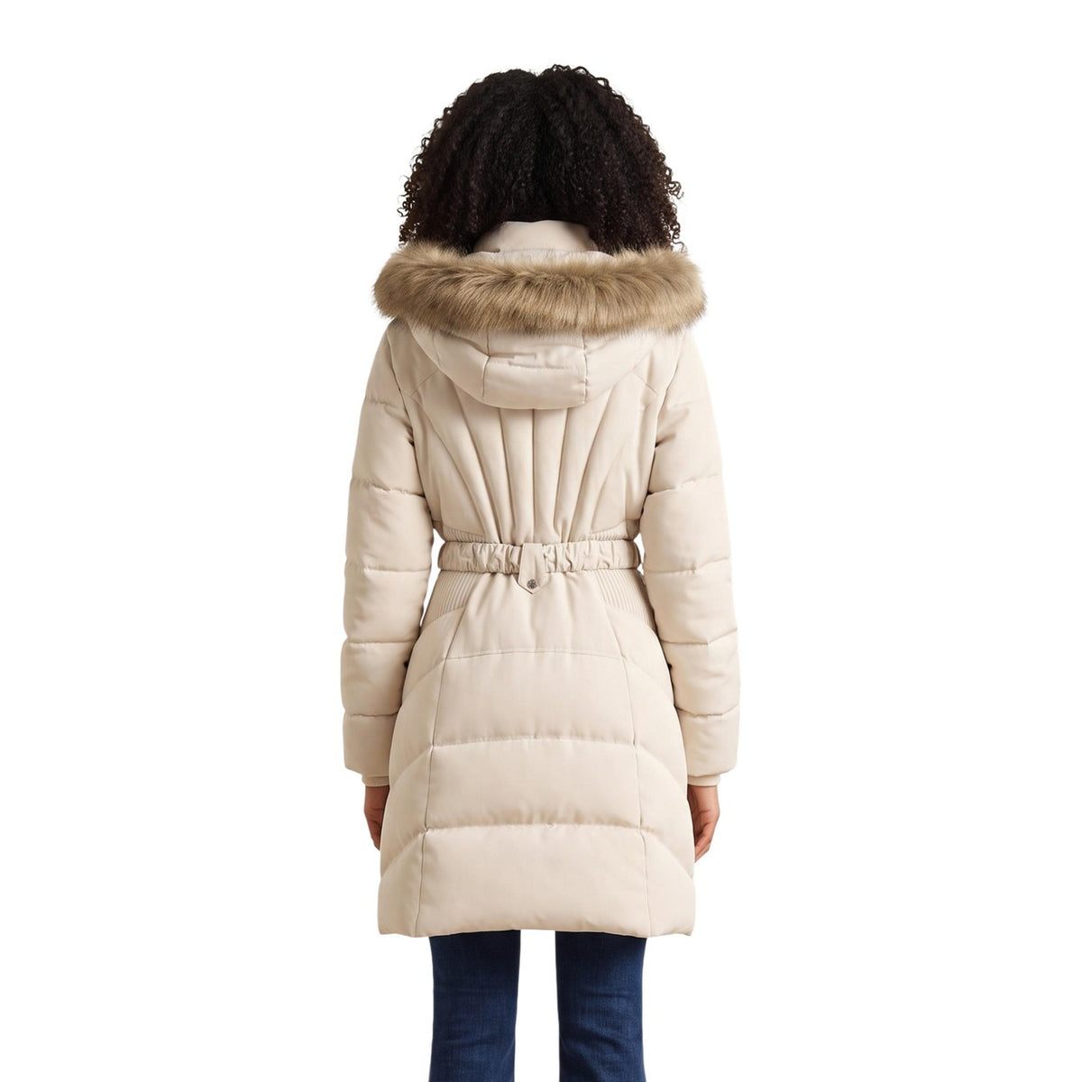 Guess — Halflange donsjas New Marina beige dames — afbeelding 3