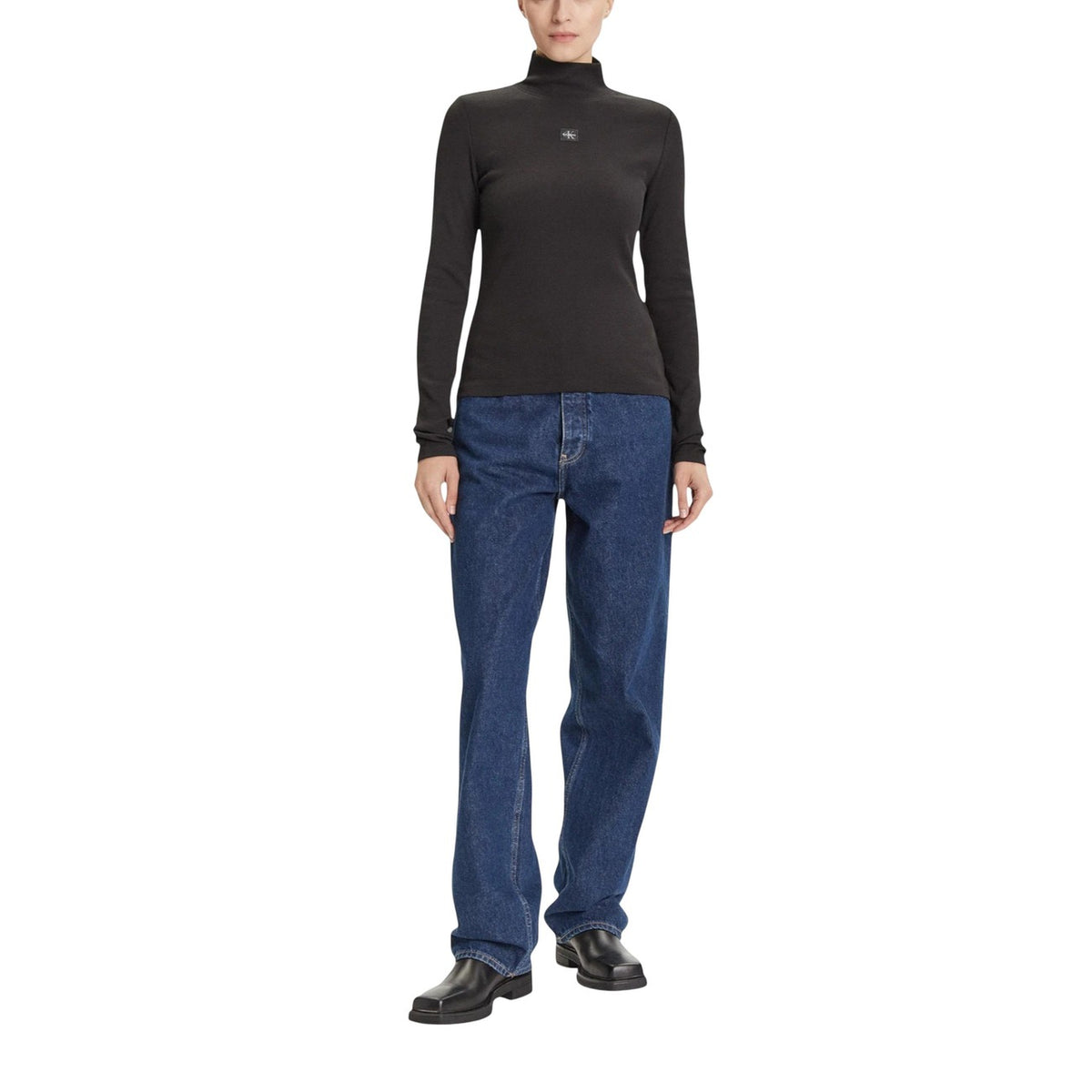 Calvin Klein Jeans — Pull col montant noir femme — vue 2