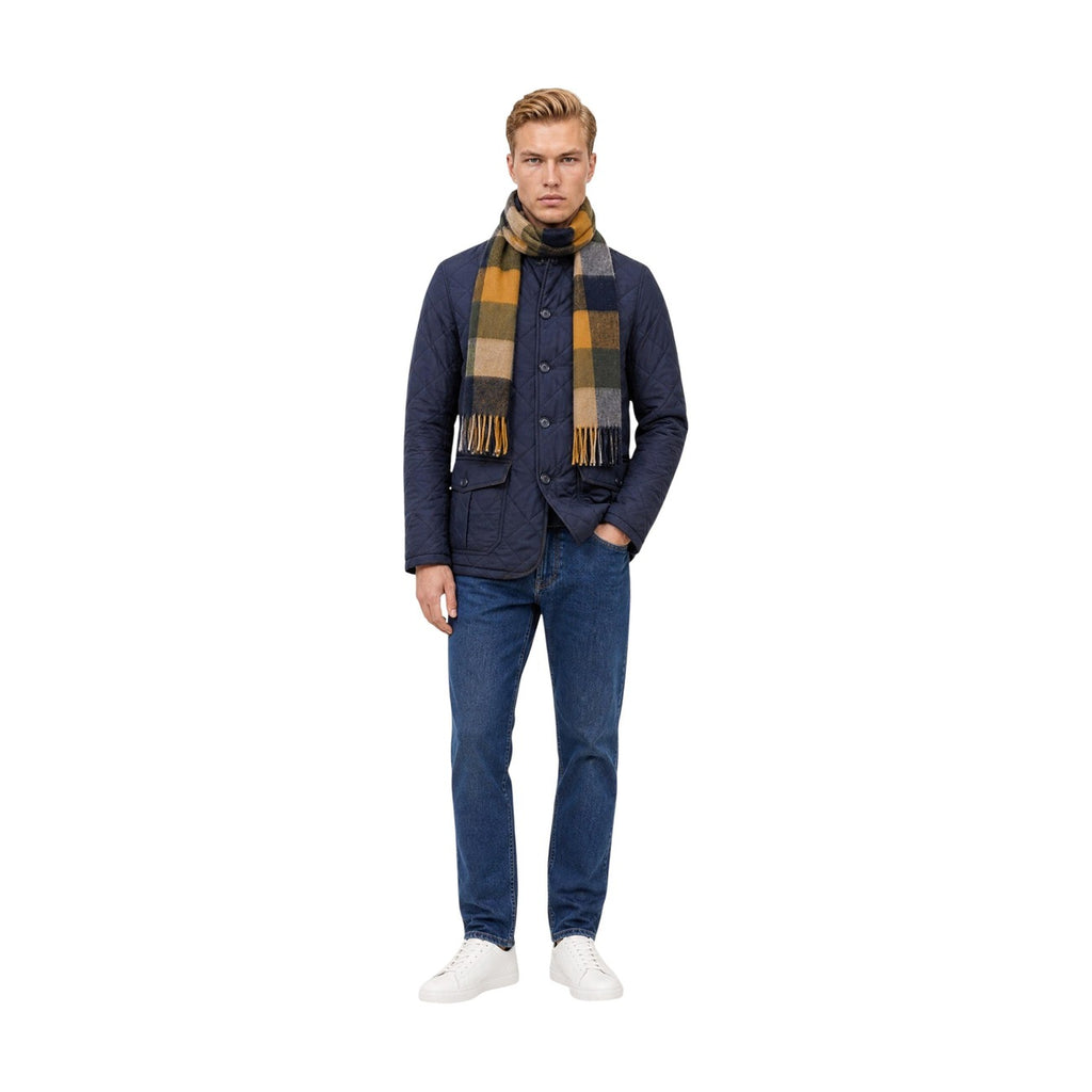 Barbour — Écharpe Large Tattersall verte en laine homme — vue 4