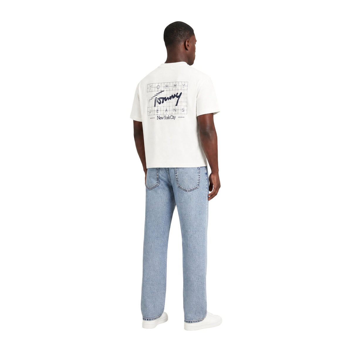 Tommy Jeans — T-shirt blanc à imprimé en coton bio homme — vue 5