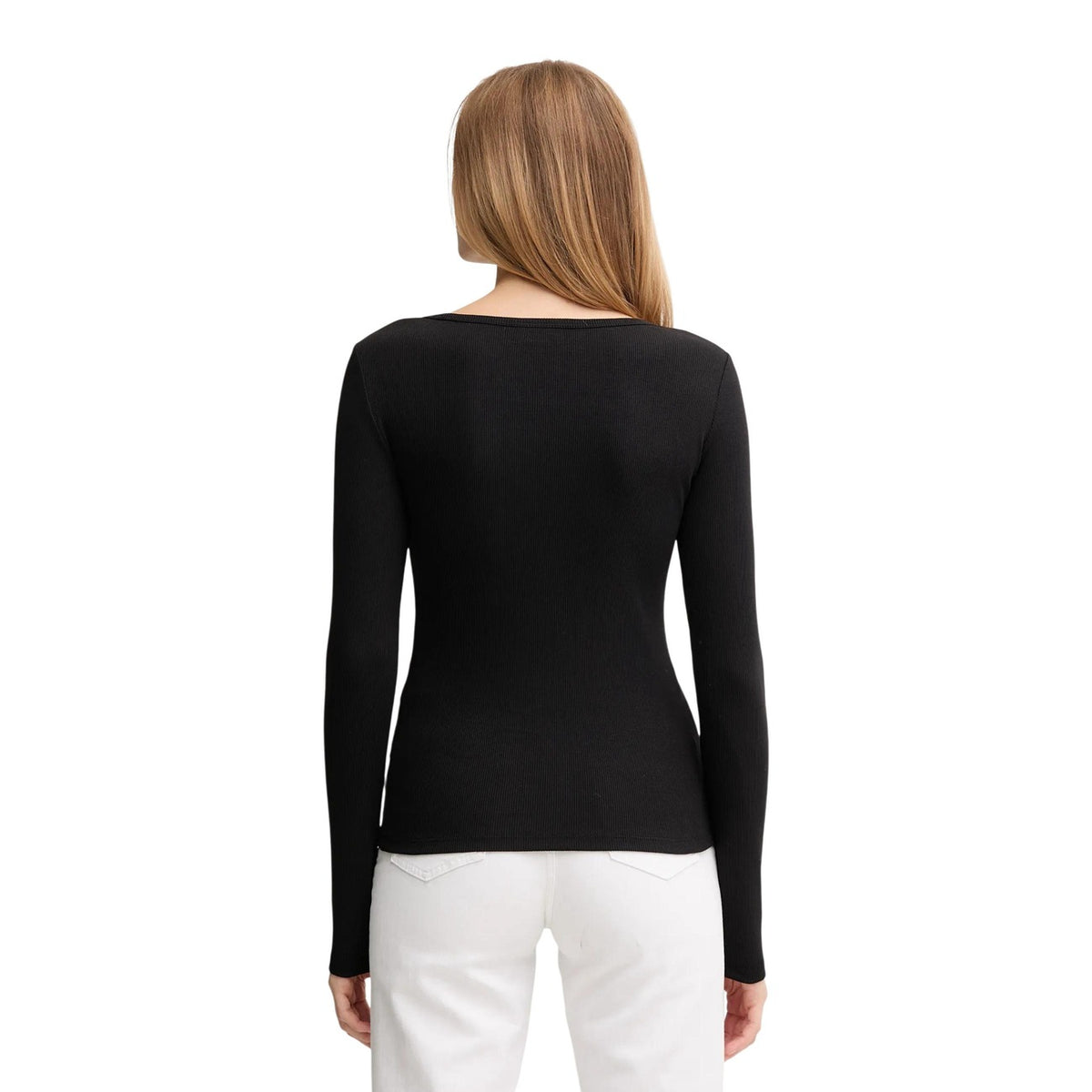 Calvin Klein Jeans — T-shirt manches longues noir stretch femme — vue 3