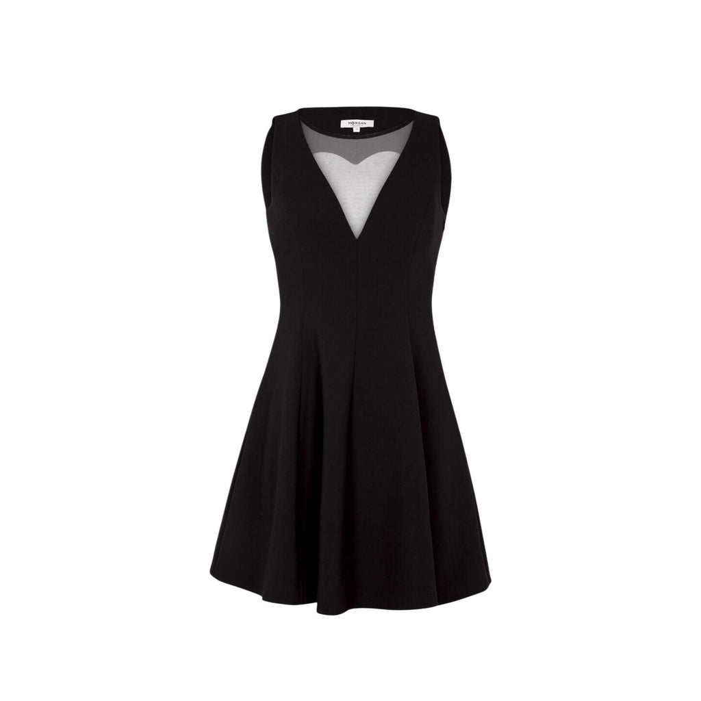 Morgan — Women’s black round neck dress — view 3