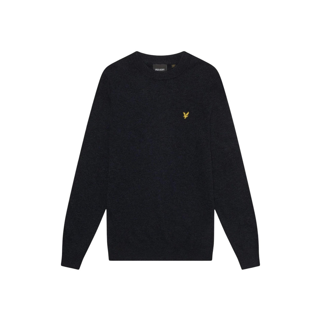 Lyle & Scott — Pull col rond noir en laine mélangée homme