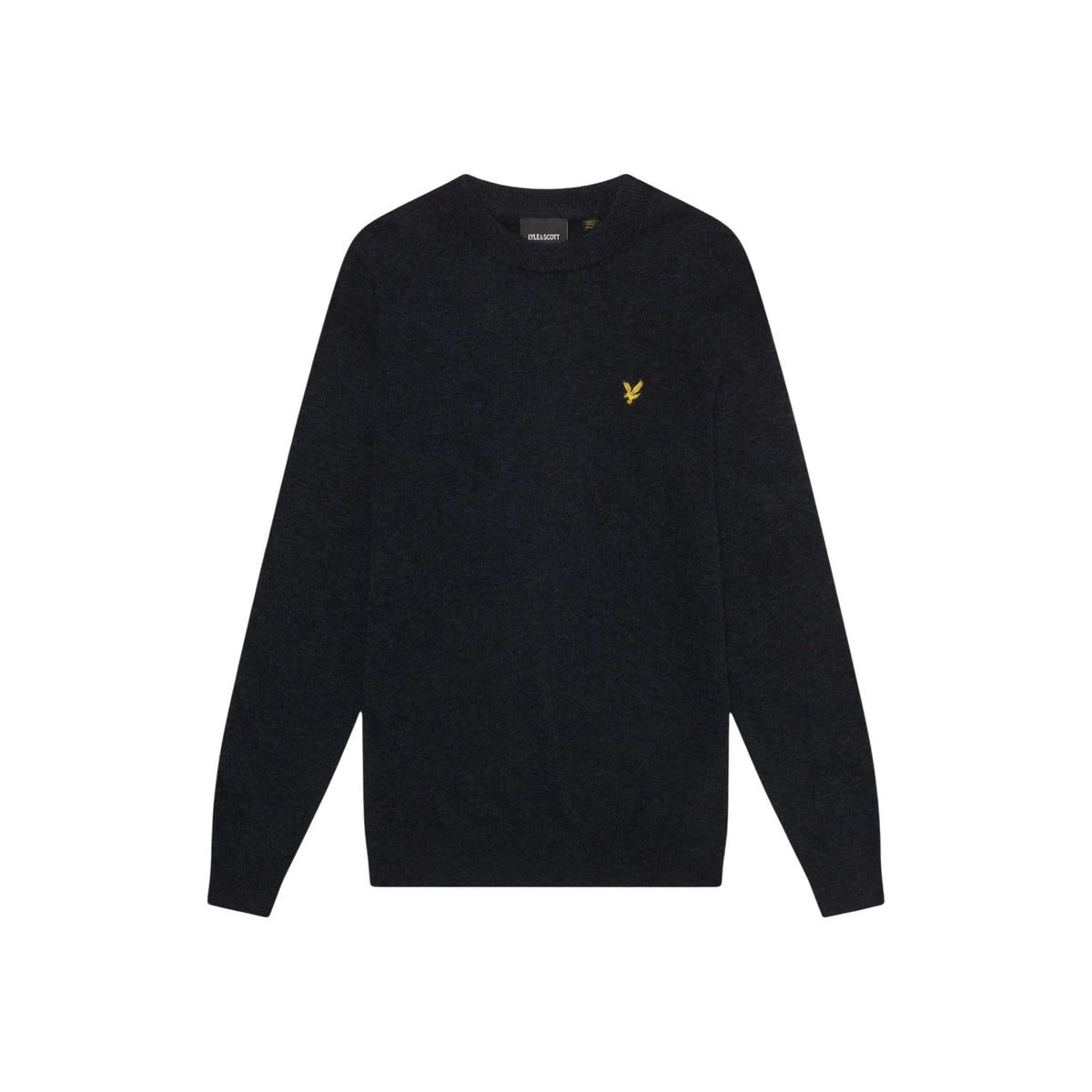 Lyle & Scott — Pull col rond noir en laine mélangée homme