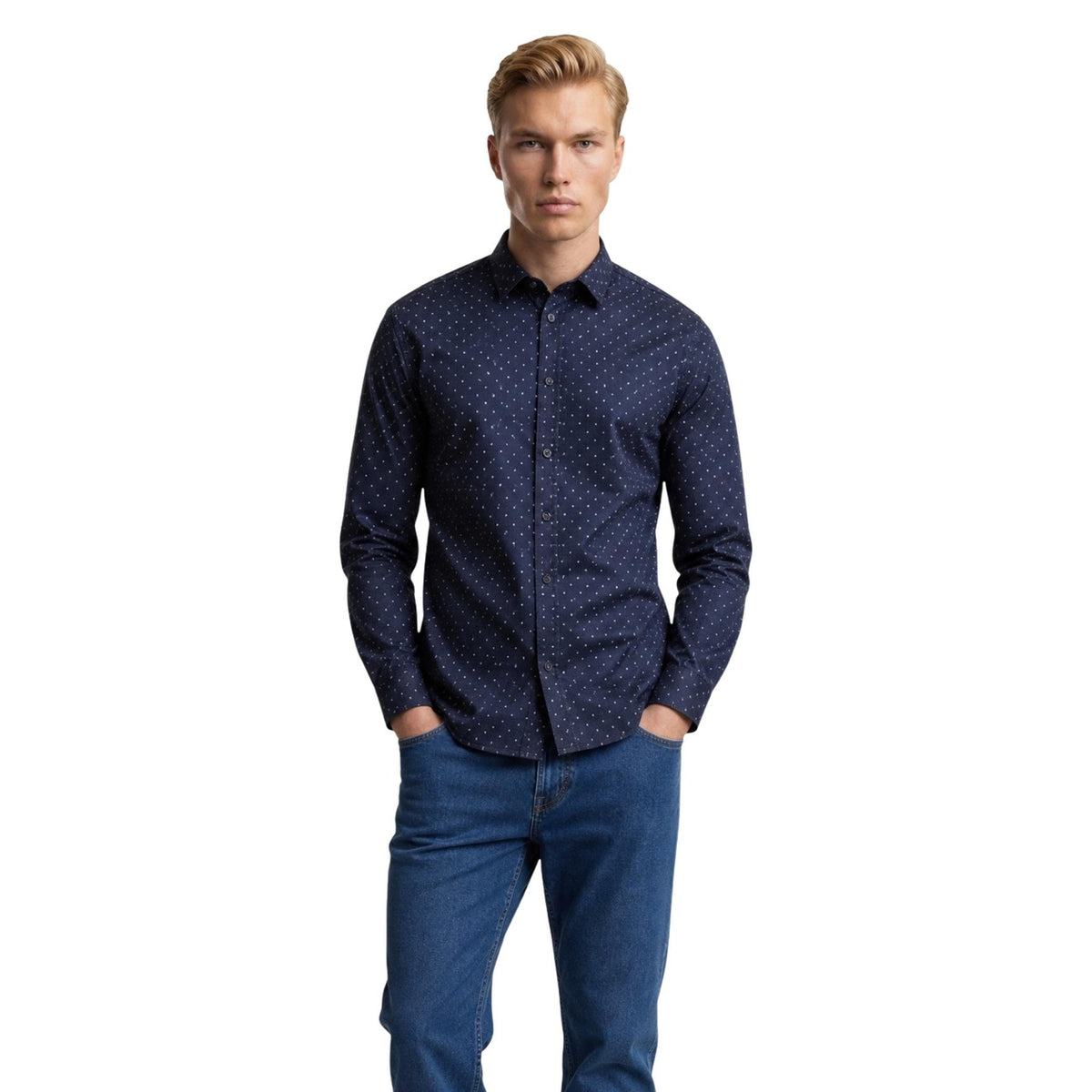 Armani Exchange — Chemise stretch bleue homme