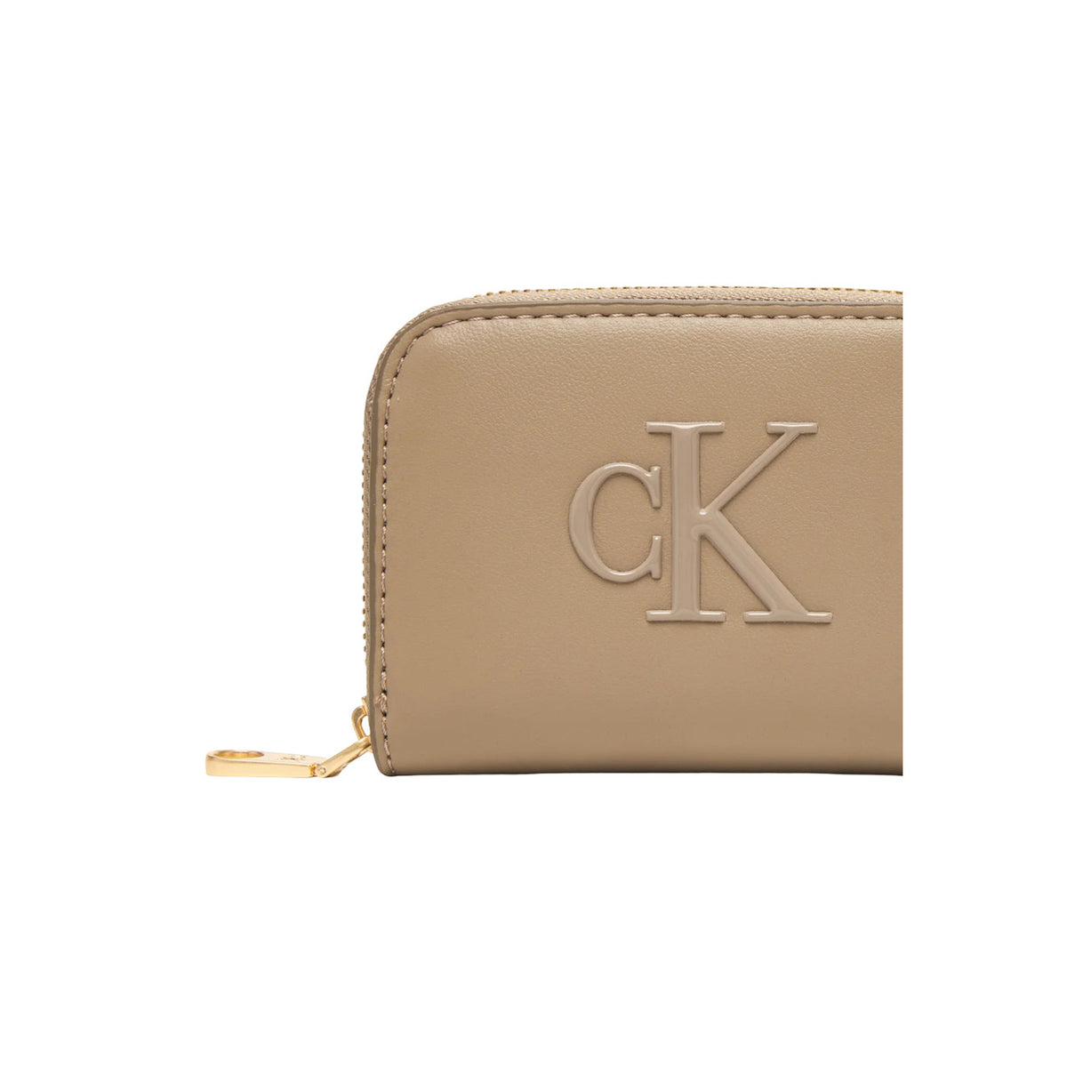 Calvin Klein — Portefeuille beige réf. BOLD CK MEDIUM ZIP AROUND femme — vue 4