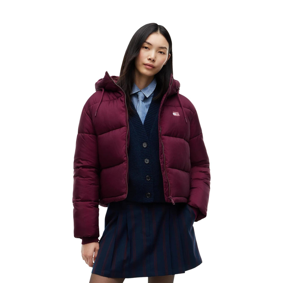 Tommy Jeans — Doudoune à capuche bordeaux femme