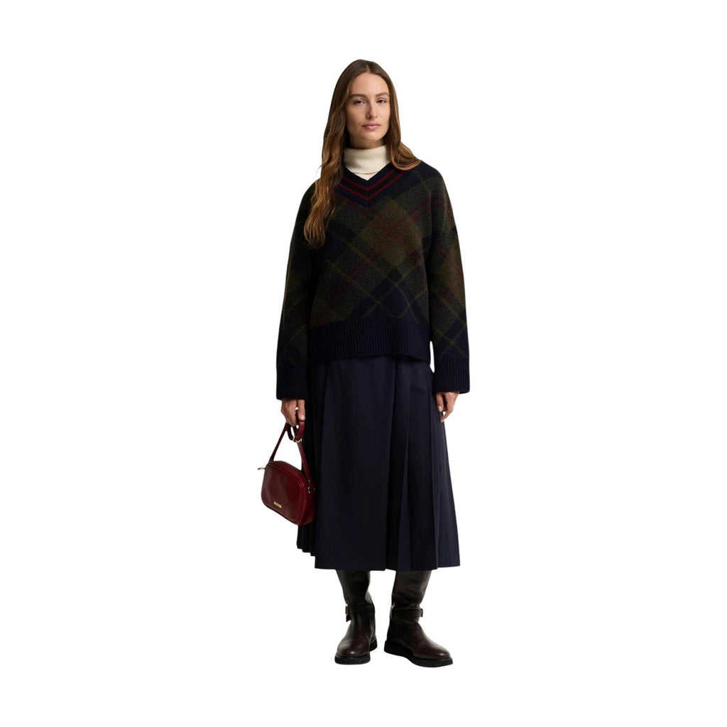 Barbour — Grüner Shae Damenpullover mit V-Ausschnitt — Ansicht 4