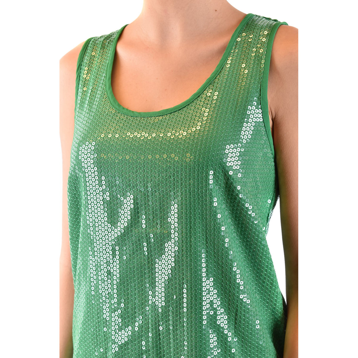 P.A.R.O.S.H. — Groene mouwloze top met lovertjes voor dames — afbeelding 5