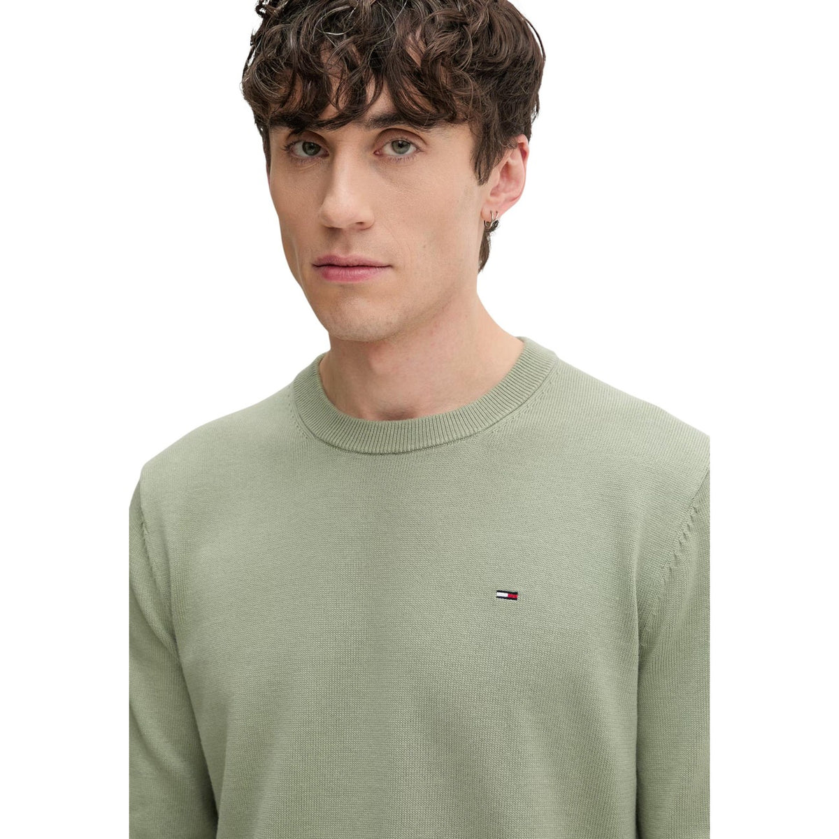 Tommy Jeans — Grüner Herren-Pullover aus Bio-Baumwolle — Ansicht 4