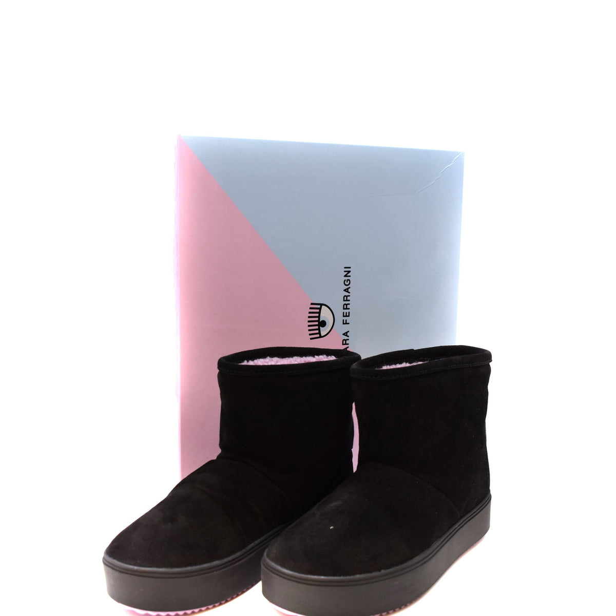 Chiara Ferragni — Women's black platform Eyelike ankle boots — view 4